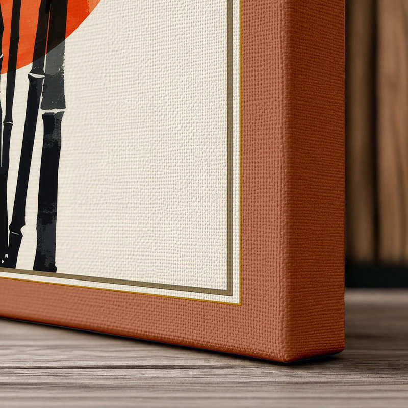Bamboo Under Moon Japandi - Wrapped Canvas, 36x24 - 91.4 x 61.0 cm, Terracotta Border