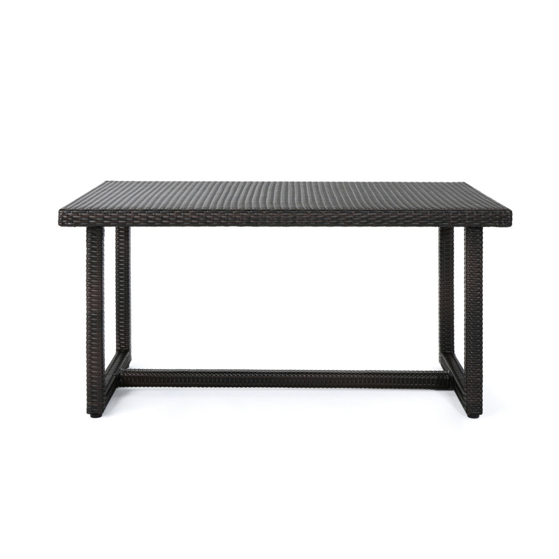 Brown Multi Rosa Dining Patio Table, 59"X33.92"X28", 39.95Lb, With Resin Coated Iron Frame, Modern Outdoor Furniture Multi, 33.92In X 59In 28In, Covered Functional