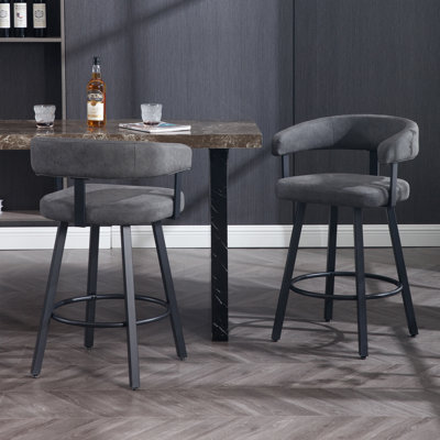 21.75'' W Upholstered Counter Stool with Metal Footrest (Set of 2)