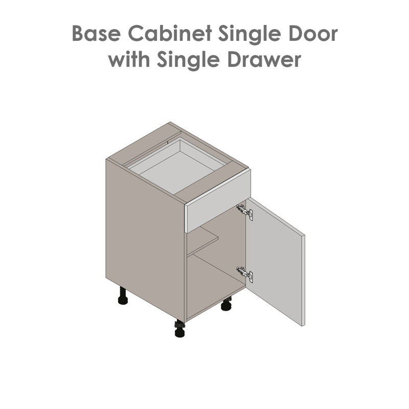 12" Black Matte Base Cabinet with Single Door and Drawer