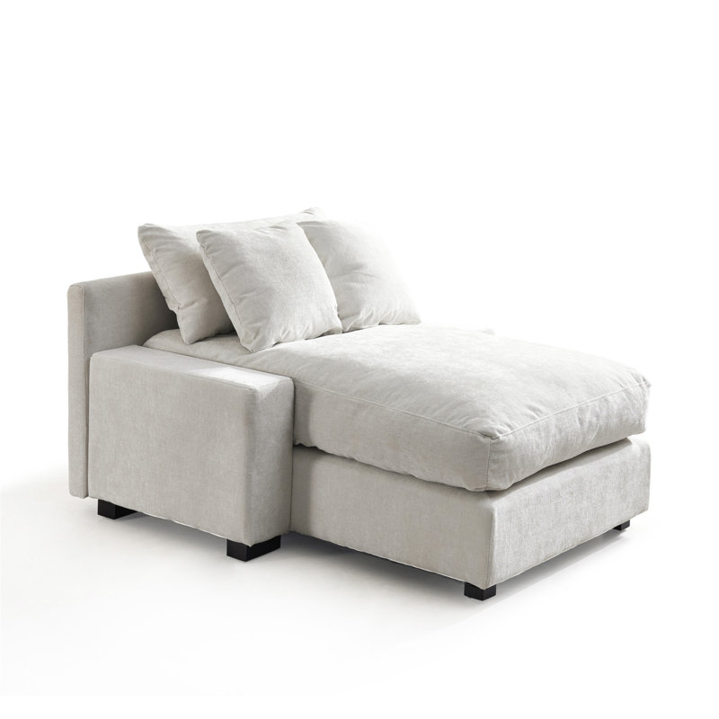 Upholstered Accent Chair, Beige Chenille