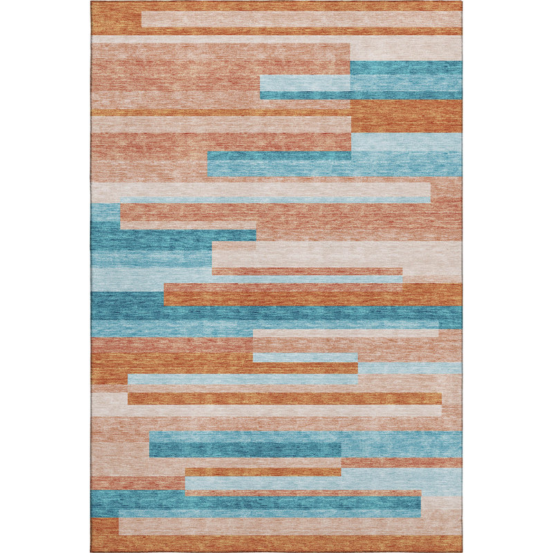 Premium Machine Washable Prisco Orange Rug, Rectangle 9' x 12'