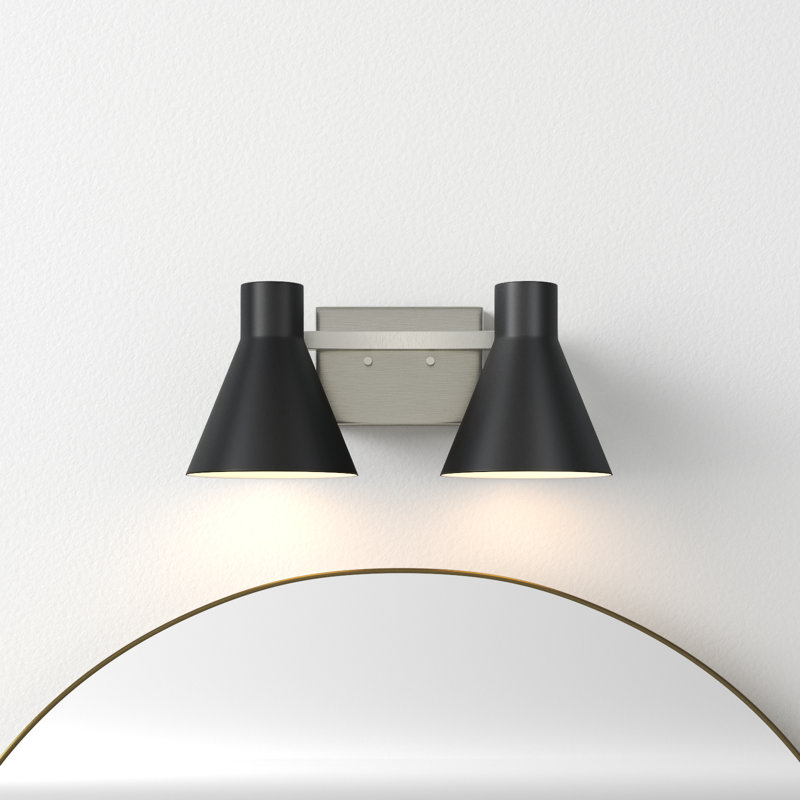 Byers 2-Light Dimmable Steel Vanity Light, Brushed Nickel, No