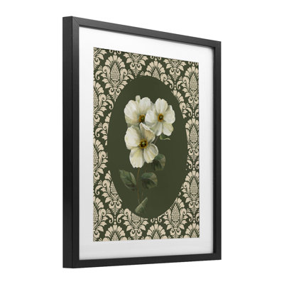 «Fancy Lace White Flowers», reproduction encadrée sous verre, design par Nan