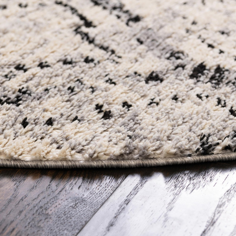 Tapis ivoire à motif géométrique Tucson, Ovale 5 pi x 8 pi