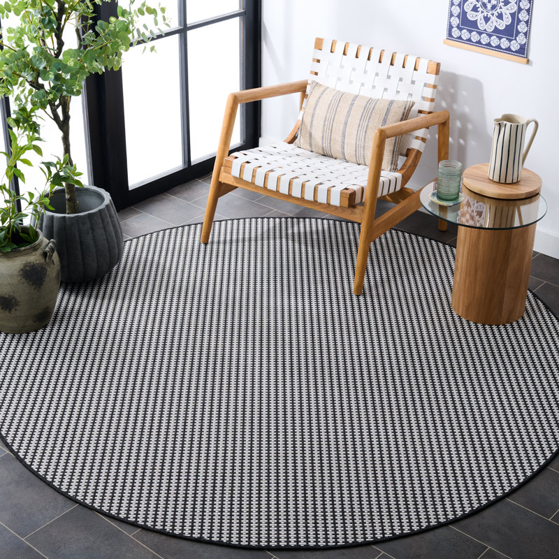 Terrace 802 Geometric Indoor/Outdoor Rug, Round 6'7"