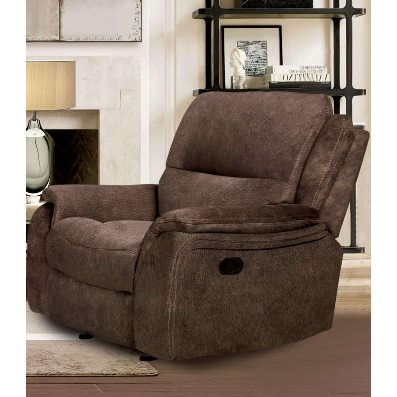 42.4" W Transitional Glider Recliner, Dark Brown, Dark Brown