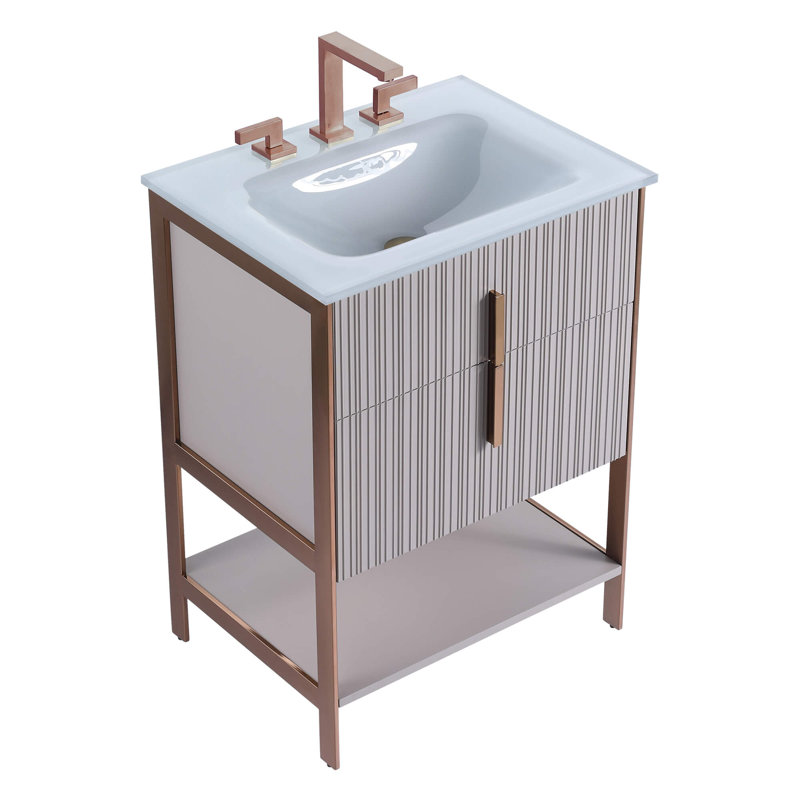 Mirutil Single Bathroom Vanity with Top, Rose Gold, Bright Taupe