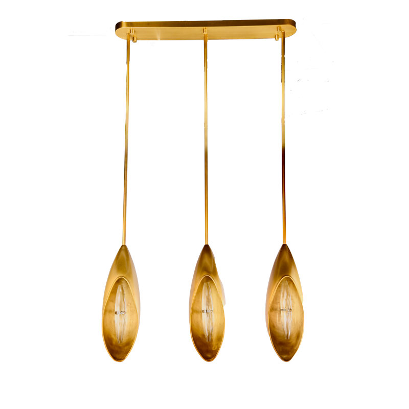 Lilly 3-Light Pendant – Textured Brass and Crystal Lily Flower Design with Adjustable Rope, 27.6" W x 35.4" H – Gold/Black