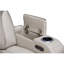 Causeuse inclinable électrique en cuir blanc glacé de 74 po avec repose-tête électrique, haut-parleurs Bluetooth, lumières DEL, ports USB et USB-C, rangement et porte-gobelets Jazmina