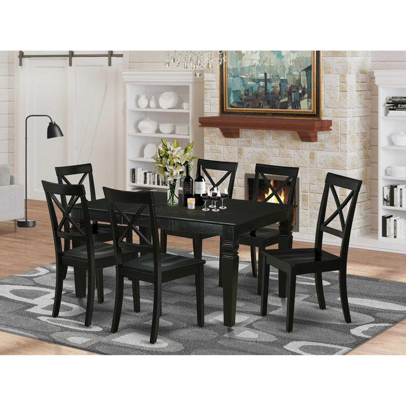  Table de salle à manger 7 pièces 7 pièces, H 39 po x l Ne s'applique pas, Noir