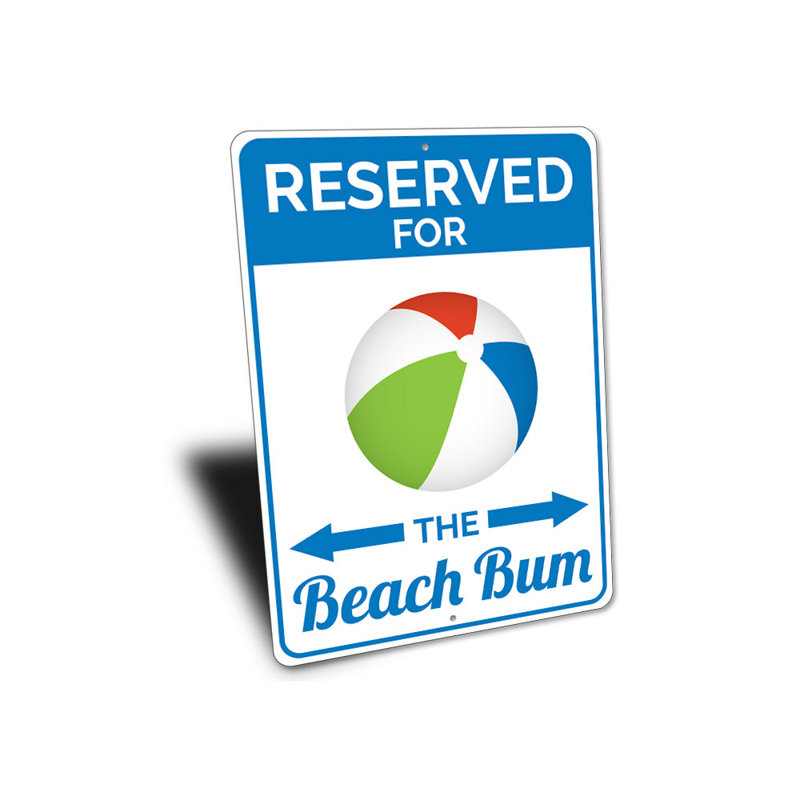 Enseigne de plage réservée en aluminium, H 18 po x l 12 po x P 0,06 po