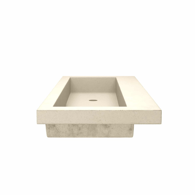 NativeStone Concrete Handmade Rectangular Drop-in Trough Bathroom Sink 48", No Faucet Hole, Sand