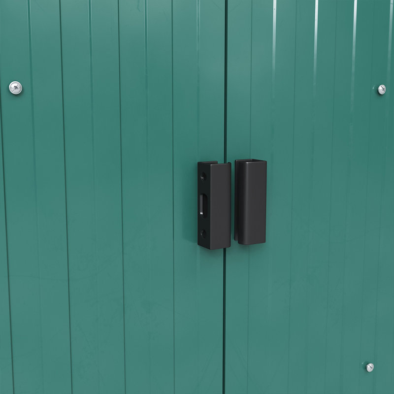 Ajnag 8ft. W x 8ft. D Metal Tool Shed, Dark Green