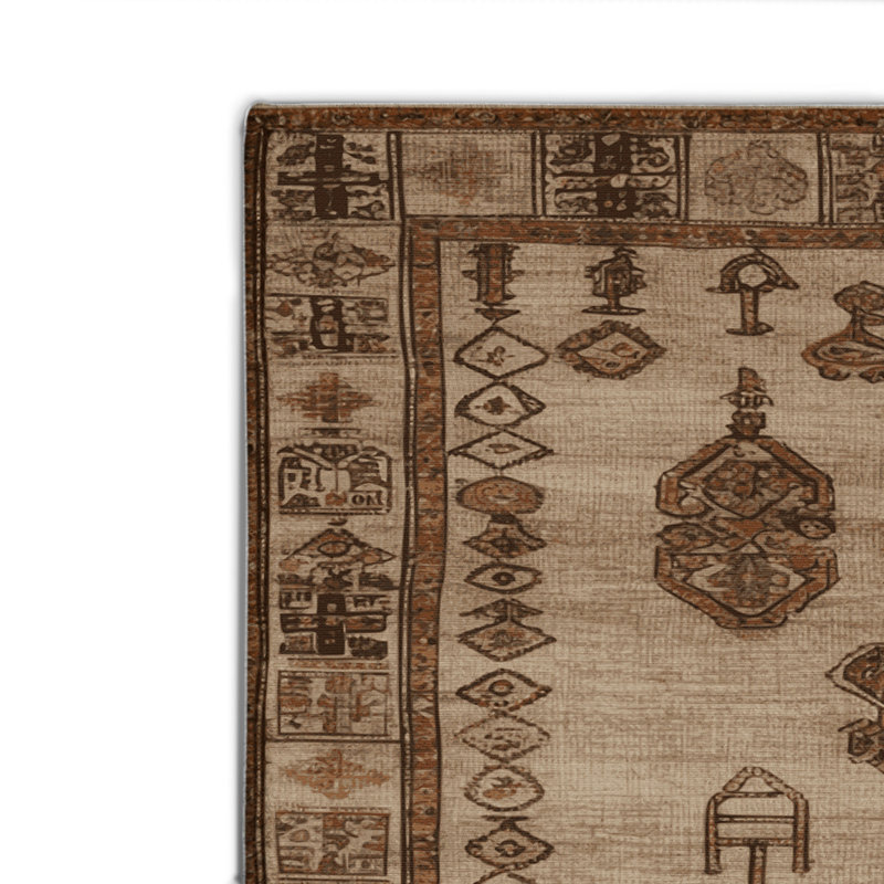 Turkish Beige Indoor and Outdoor Area Rug, Rectangle 8' x 10'