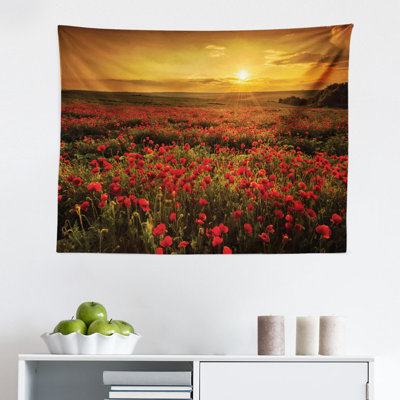 Ambesonne Flower Tapestry, Poppy Field At Sunset Sun Beams Meadow Cloudscape Wildflower Scene, Fabric Wall Hanging Decor For Bedroom Living Room Dorm, -  East Urban Home, DD4440C12485487389F7895CADA19218