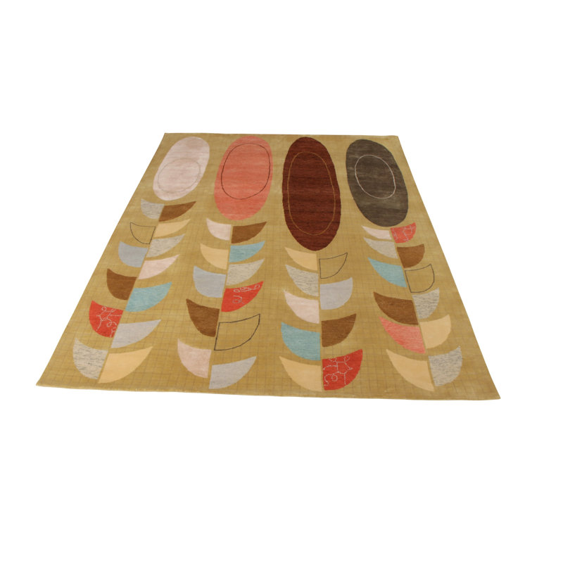 Rug & Kilim’S Mid-Century Modern Rug In Green Multicolor Geometric Pattern, Rectangle 9' x 12'