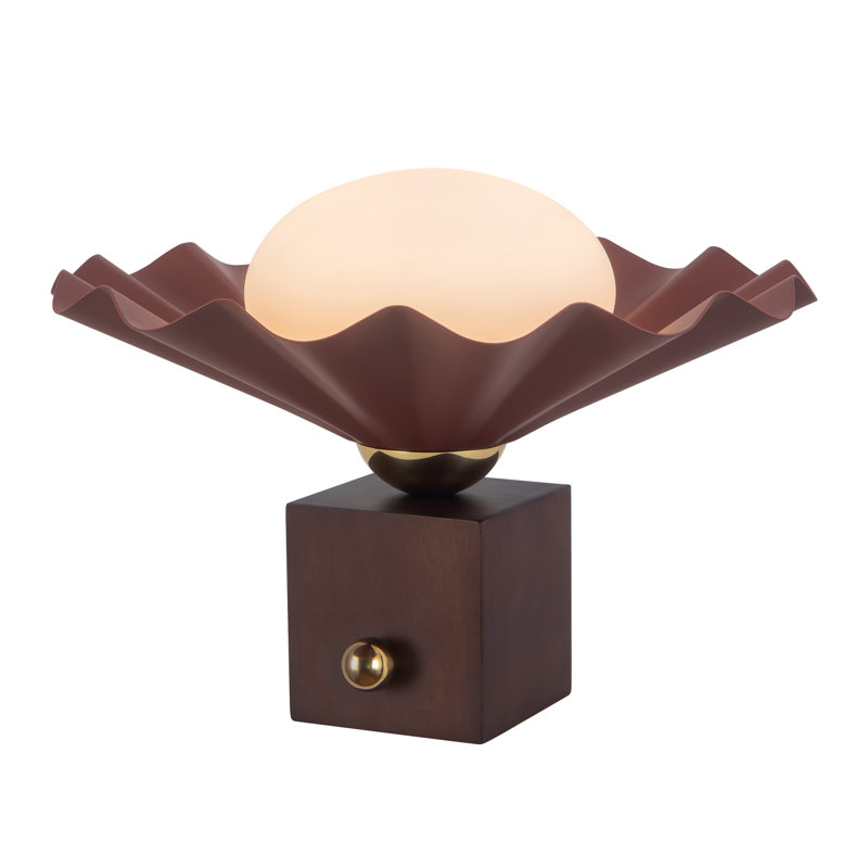 Furrow 9-in Red Table Lamp, Red