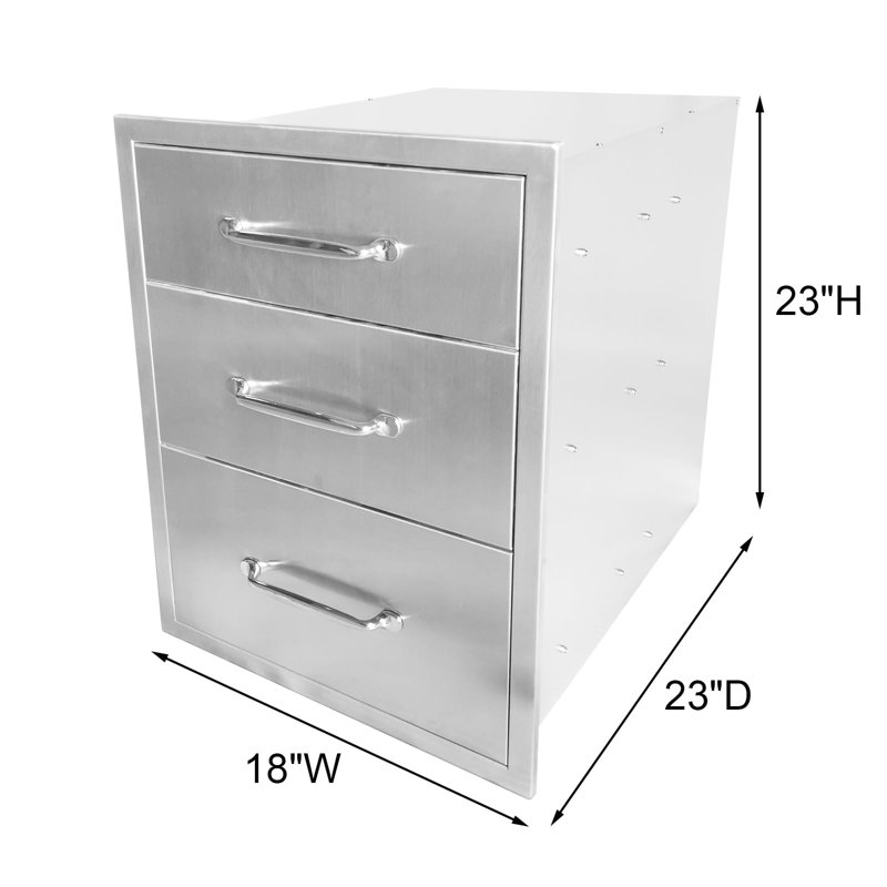 Outdoor Kitchen Drawer, 3-Layer Stainless Steel 18" W X 23" H X 23" D Outdoor Kitchen Access Drawer