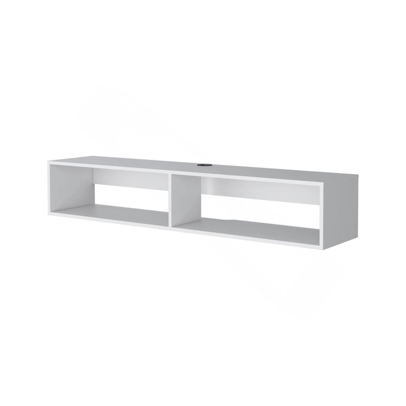 White 2-Shelf Central Floating Media Rack, White