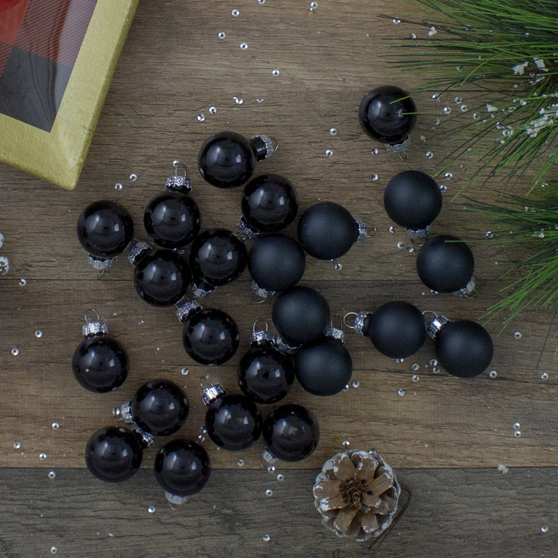 Ornements en forme de boule de Noël 24 carats à 2 finitions, Noir