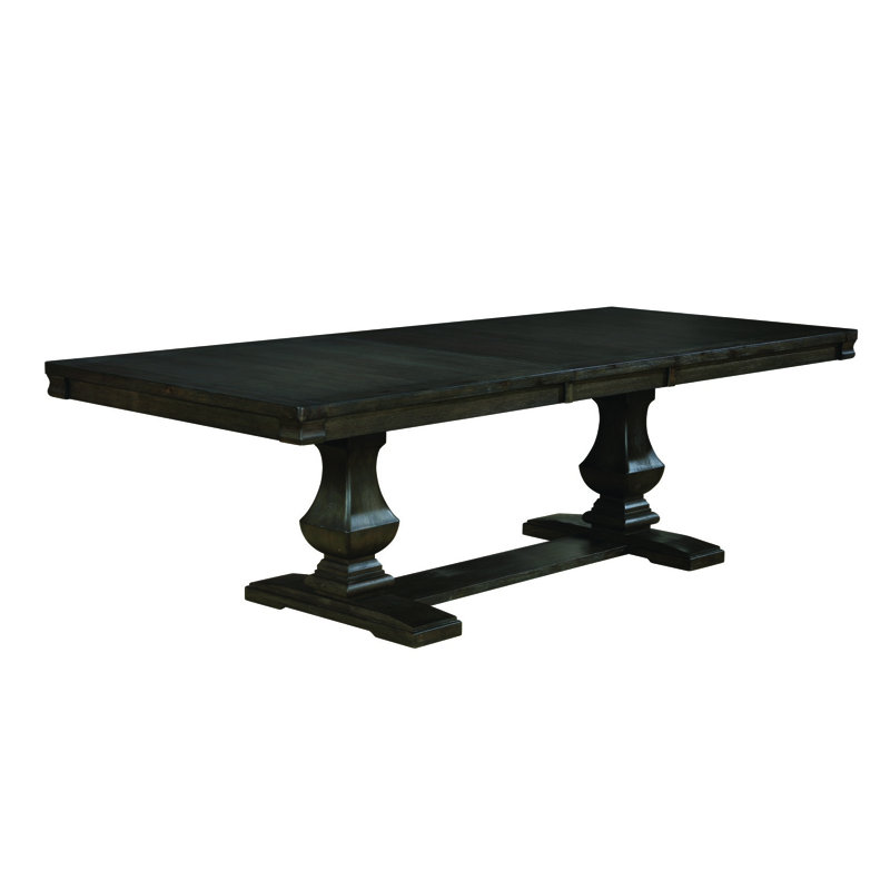 94.5" W Transitional Dining Table, Espresso/Warm Gray