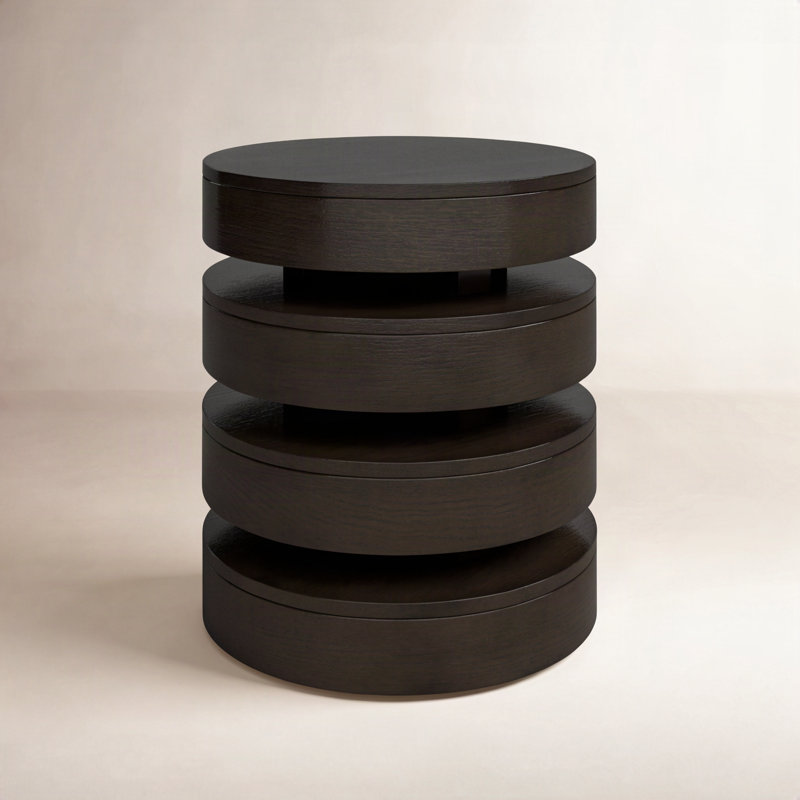 Table de bout ronde Delwyn Mid-Century, Bois espresso