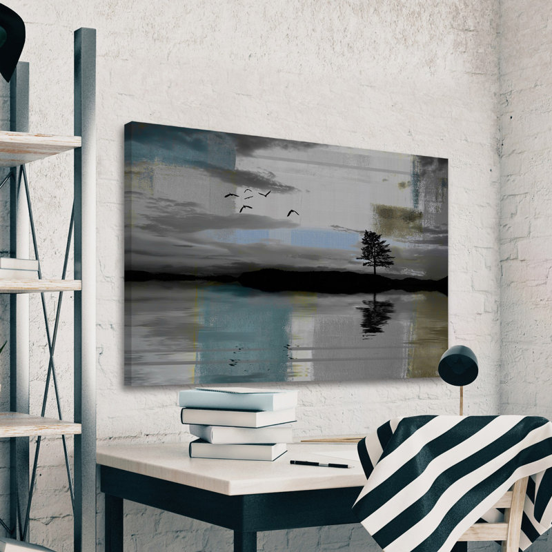" Tree Reflection " Painting Print, 30" H x 45" W x 1.5" D