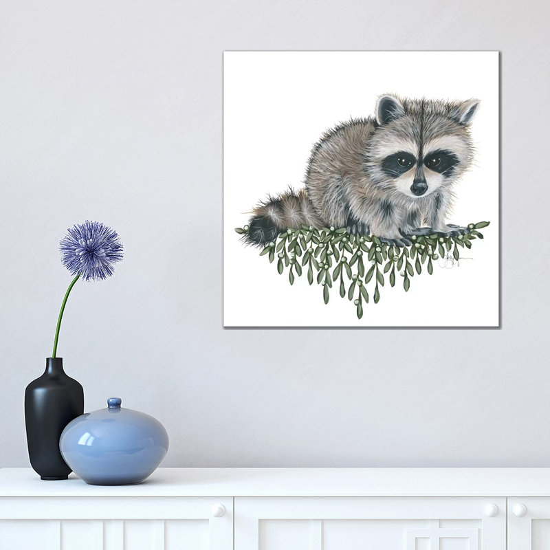 Baby Raccoon by Hollihocks Art - Wrapped Canvas Painting, 45.72 cm H x 45.72 cm W x 1.91 cm D