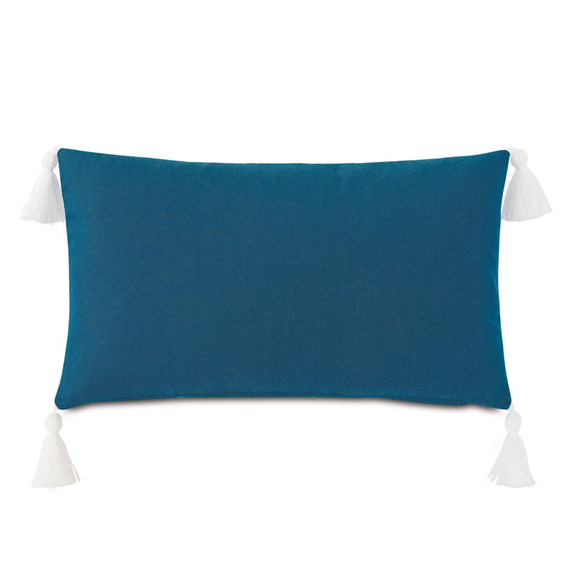 Palermo Tassels and Fringed Sunbrella® Outdoor Throw Pillow, Sail Lagoon