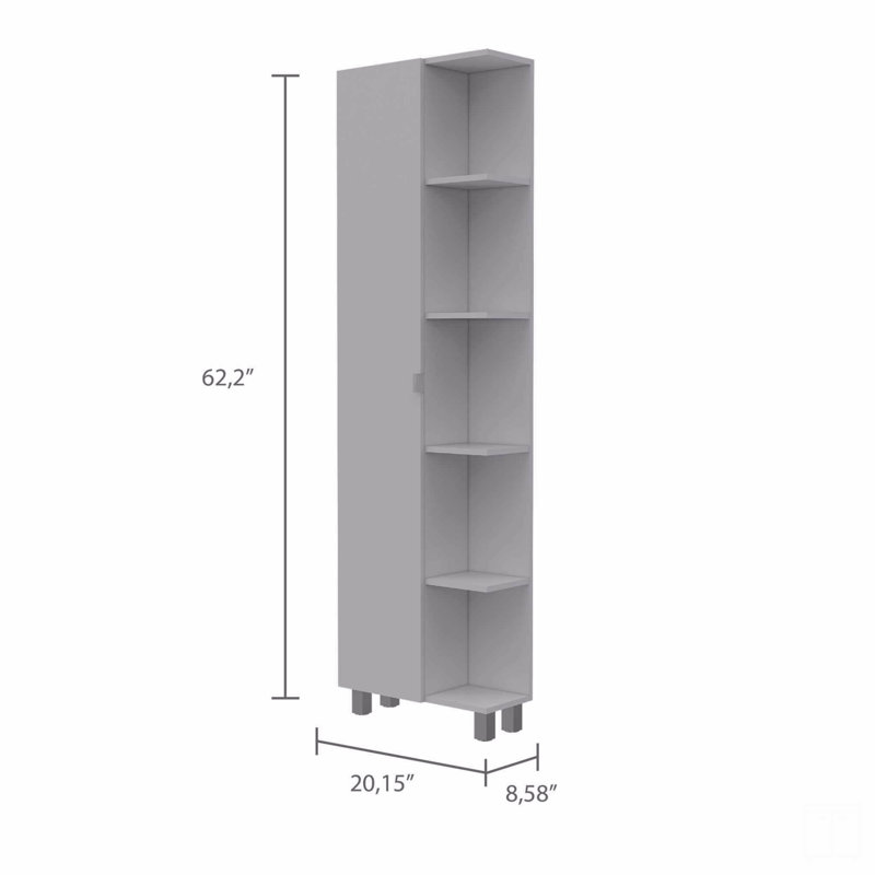 5-Shelf Linen Cabinet, White