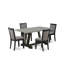 Cet ensemble de salle à manger 5 pièces comprend une table de salle à manger rectangulaire avec pieds en V et 4 chaises Parson revêtues de lin Shitake-1079895742-1079895733