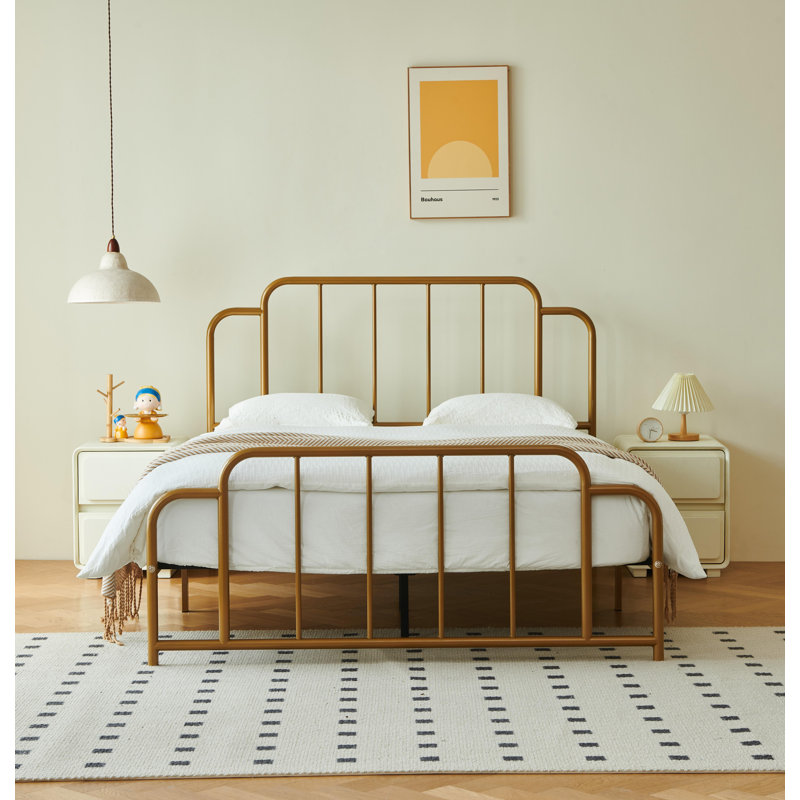 Gurtha Metal Platform Bed, Gold, Queen
