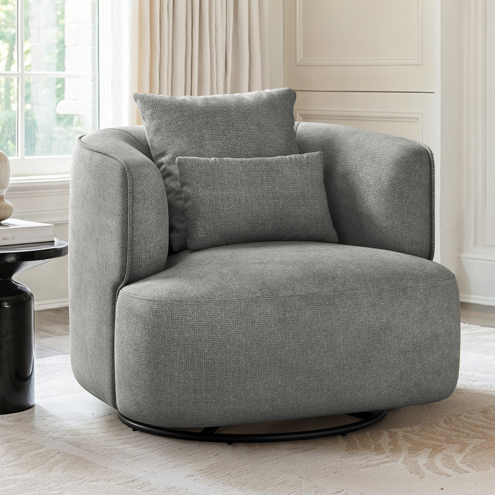 Latitude Run® Darna 32.3" Wide Upholstered Swivel Accent Chair | Wayfair