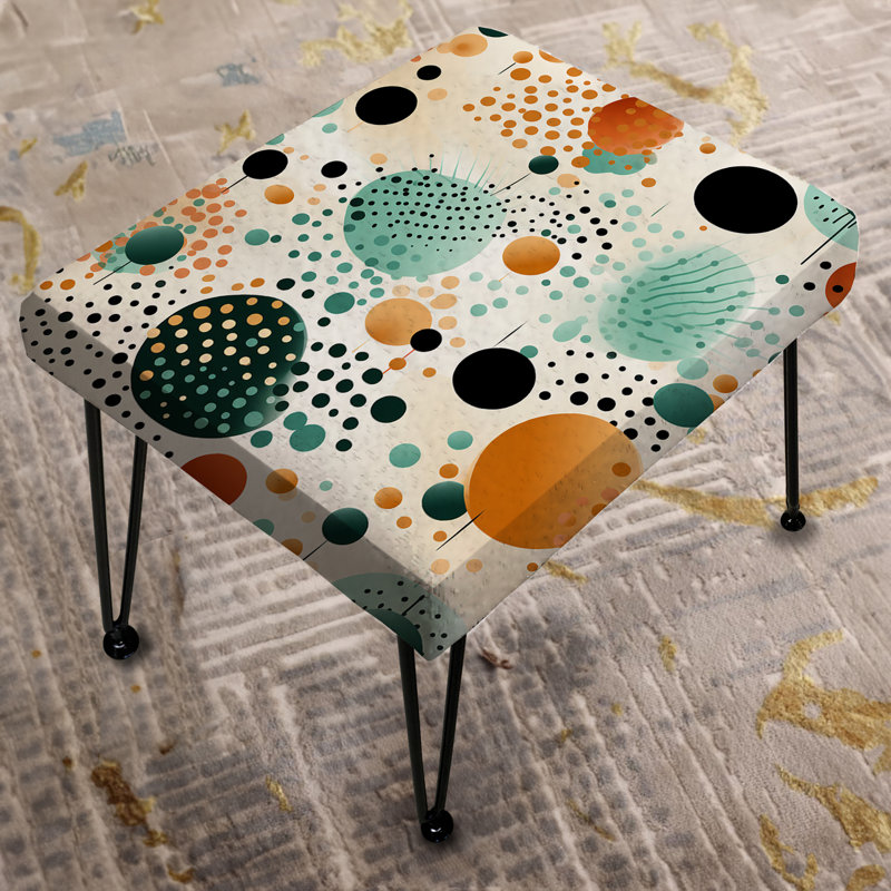 Fashion Yellow And Green Polka Dot - Midcentury Rectangle Ottoman