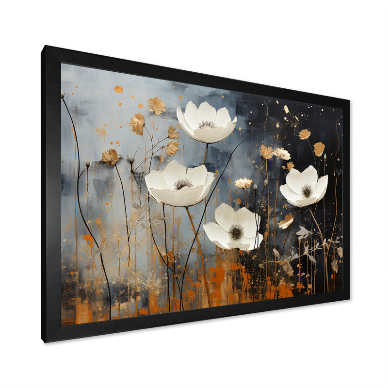 Impression sur toile Gilded Garden Blooming Meadows, Cadre simple noir, H 24 po x l 32 po