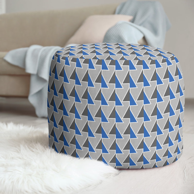 Upholstered Pouf, Blue