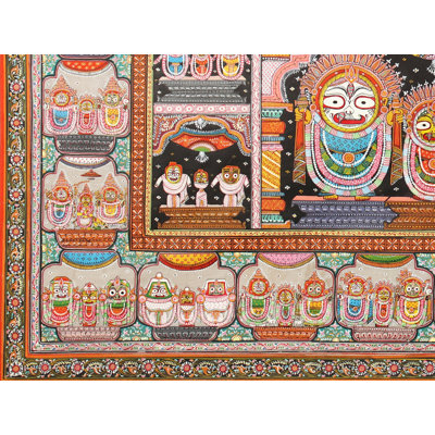 Shri Jagannath Ji | Peinture de Patta sur soie de tussar | Décoration murale