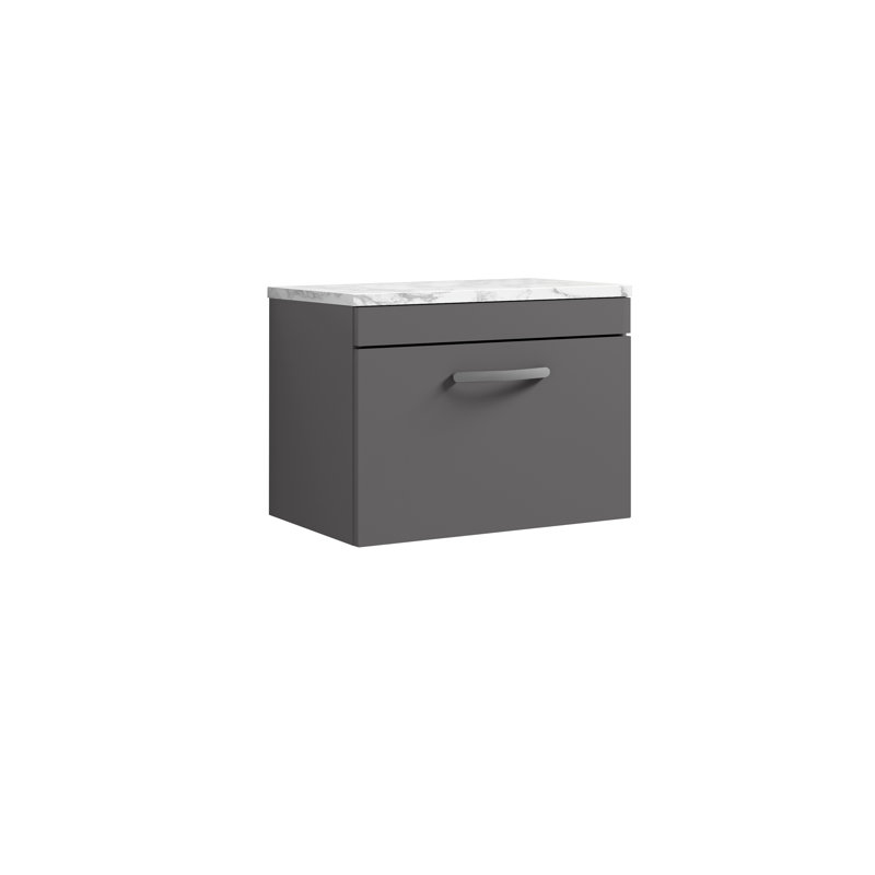 Athena 60.48cm Single Bathroom Vanity Base Only, Gloss Grey