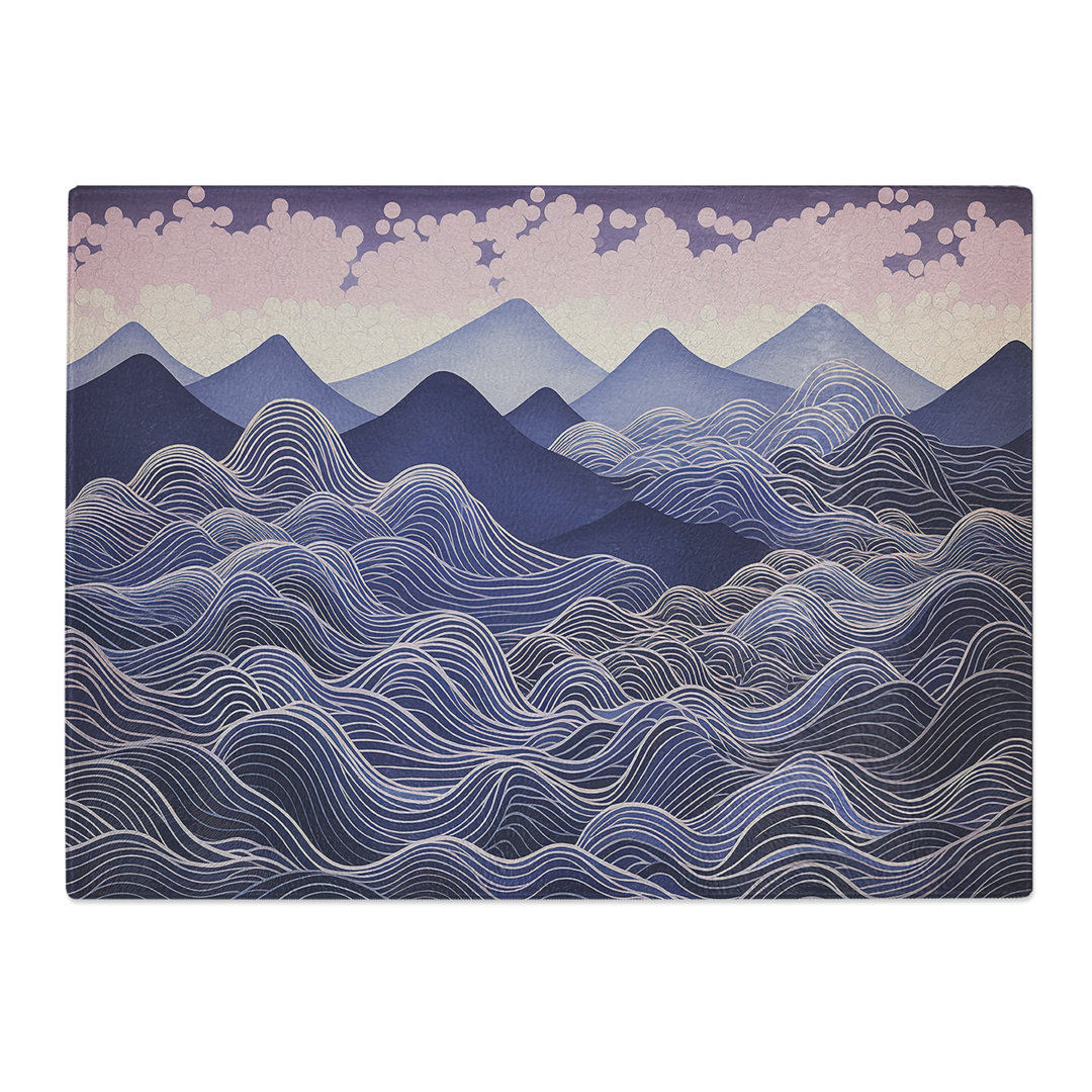 Mountain Waves Op Art No.2  Glass Chopping Board