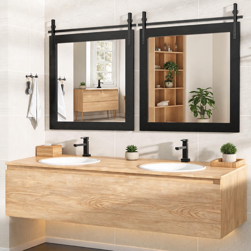 Miroir de salle de bain Farmhouse, H 32 po x l 32 po