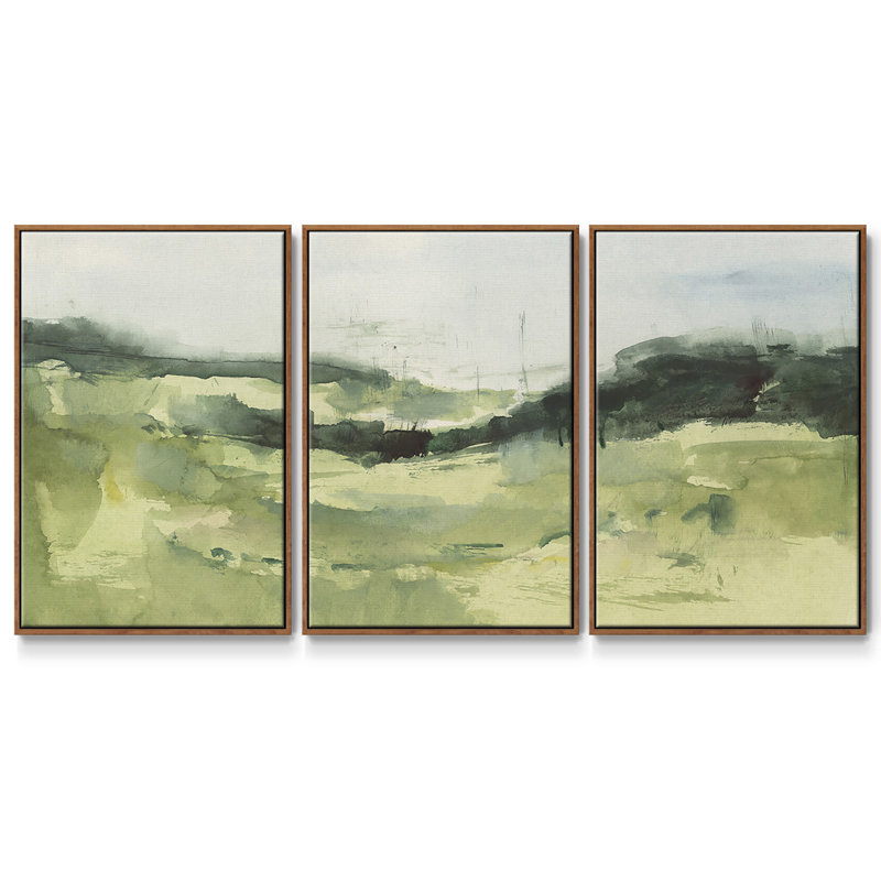 3 - Pieces, Walnut Framed, 24" H x 48" W x 2" D