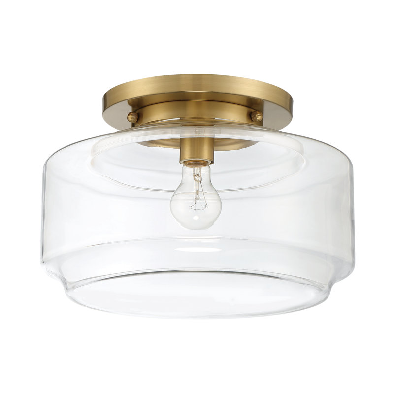 Plafonnier semi-encastré 1 lumière Peri, Laiton, H 9,13 po x l 14 po x P 14 po