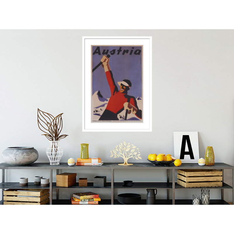 Affiche autrichienne de voyage par Joseph Binder, impression giclée encadrée, 29.5" H x 21.9" W