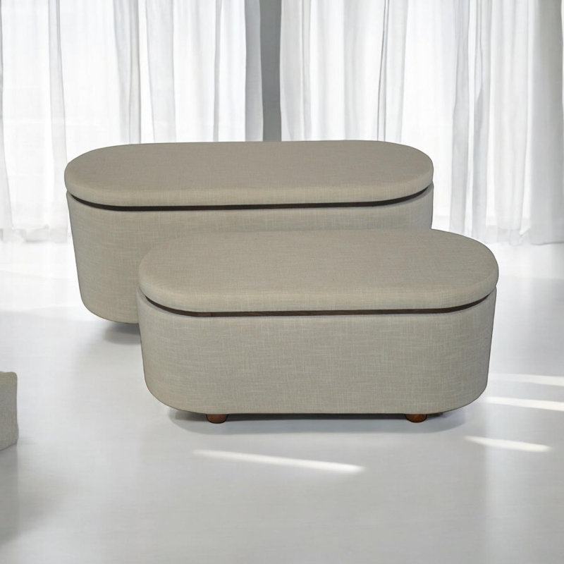 Britanie 110cm Wide Oval Solid Colour Standard Ottoman with Storage