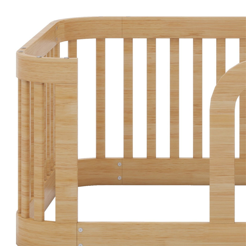 Structure de lit en bois avec clôture, Naturel