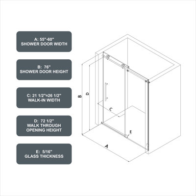 frameless one fixed and one shifted Shower Door, 70MM 304 stainless steel large pulleys with adjustable soft closing function,nano easy cleaning,stick explosion-proof menbrance