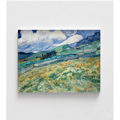 Paysage de montagne derrière l'hopital Saint Paul par Van Gogh, reproduction d'art encadrée, paysage de Van Gogh, art de Vincent Van Gogh