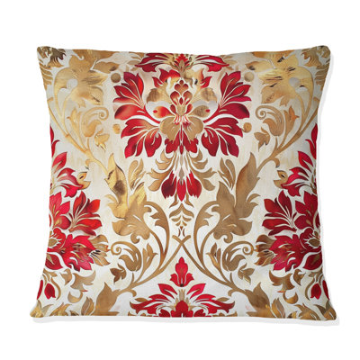 Red Gold Damask I - coussin damassé