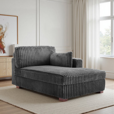 Bentura Oversized Upholstered Faux Rabbit Fur Flannel Chaise Lounge with Armrests & Throw Pillows by Latitude Run